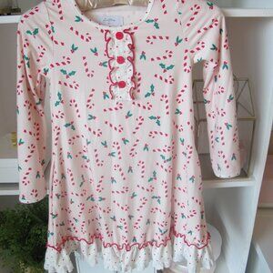 SweetHoney Girl's Candy Cane Pajama Gown Set Size 8Y EUC